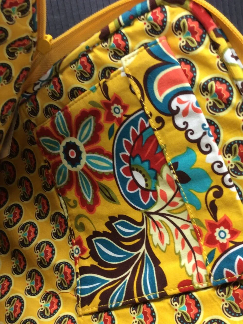 Vera Bradley Sun Valley Quilted Laptop Sleeve Yellow Floral Paisley Case 17x12